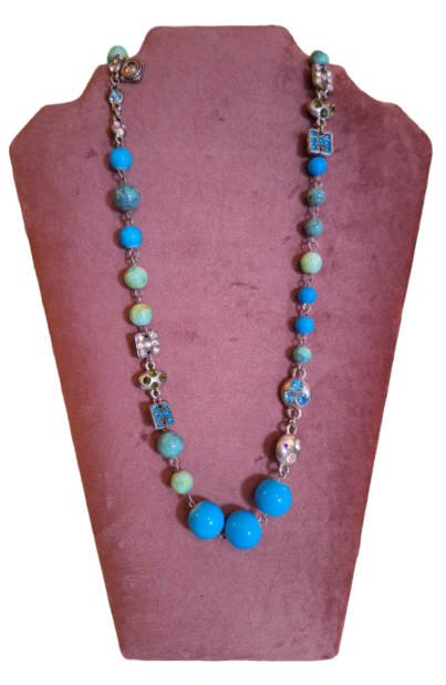 Ketting blauwe balletjes (Nikkelvrij)